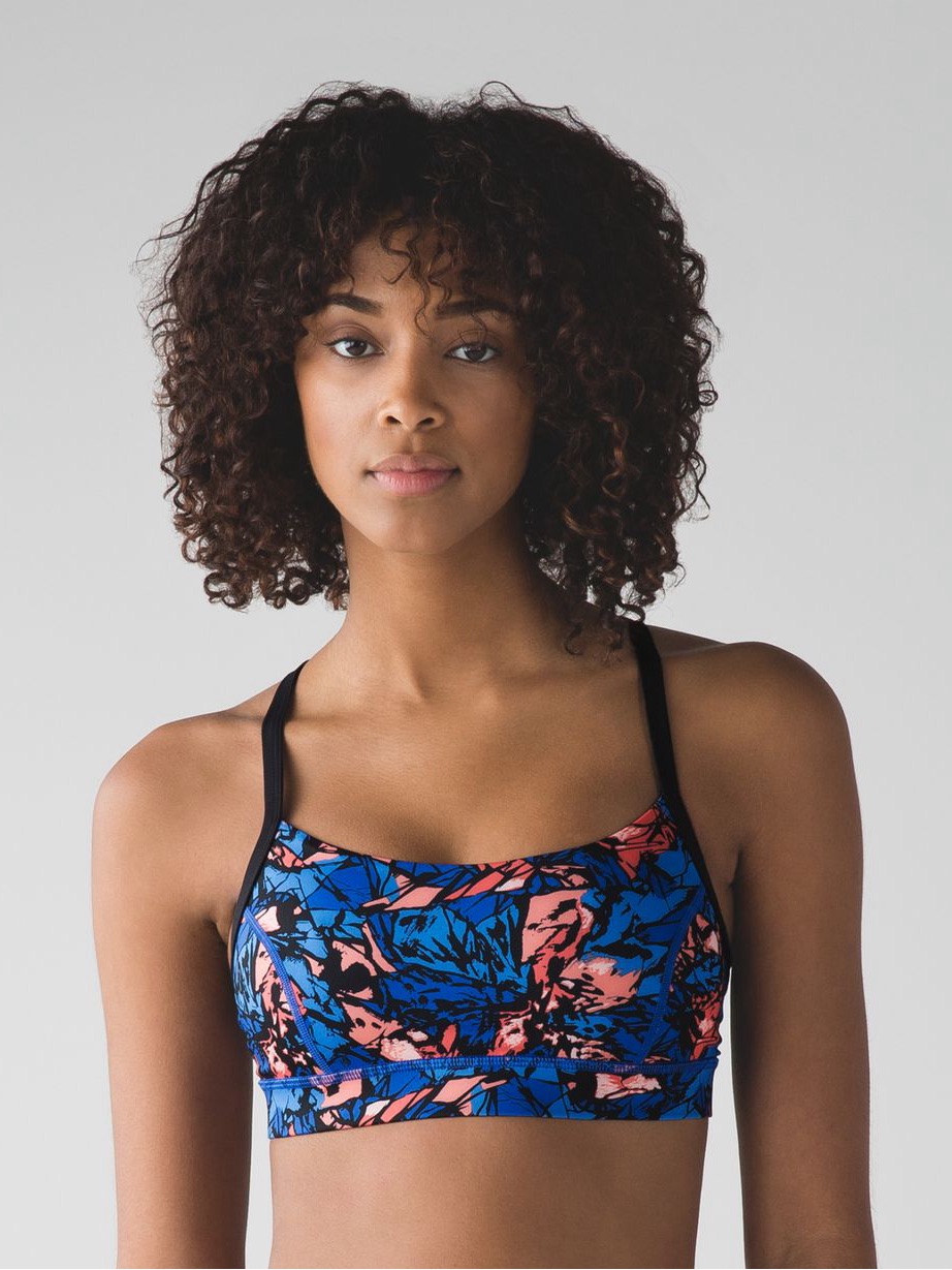 Lululemon Rise And Run Bra - Mini Paint Storm Harbor Blue Multi / Black